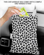 Car Trash Can, Durable Hanging Car Trash Garbage Bag, Cute Automotive Garbage Cans Organizer, Black White Leopard