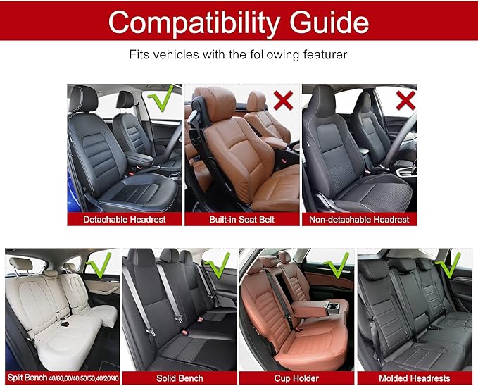 Sanwom Universal Front Leather Car Seat Covers 2 Pcs Luxury Seat Covers, Anti-Slip Waterproof Auto Driver Cushions Fit SUV Pi