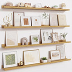 Fun Memories Picture Ledge Shelves Set of 4-48 Inch Shelves with Lip - Large Nursery Bookshelf for Storage - Floating Shelf W