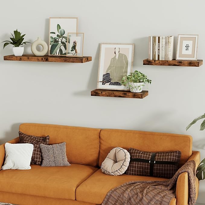 Vivelove Floating Shelves for Wall 16 inchs Long, Display Shelves with Invisible Brackets for Living Room, Bedroom, Kitchen, 