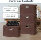 Graciadeco Large 17" 36 Quart Collapsible Stackable Storage Bins with Lids, 3 Packs Dark red Foldable Fabric Closet Storage B