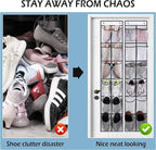 MISSLO Over The Door Shoe Organizer 12 Large Mesh Pockets Hanging Narrow Closet Door, White, 2 Pack