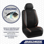 Skechers Air-Cooled Memory Foam Seat Covers,Mesh Thick Car Seat Covers,Piping Leather Car Seat Cover,Airbag Compatible,Automo