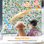 Spring Window Clings Decorative,3D Rainbow Window Privacy Film Sunroof Stained Glass Film, Non-Glue Static Cling Tint for Home Room Bathroom Glass Door Decor(Green Leaves, 16.9" x 39.4")