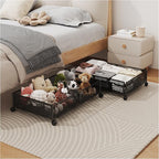 Under Bed Storage with Wheels, Foldable Pattern Carved Metal Under The Bed Storage, Tool-Free Assembly Under The bed Storage 