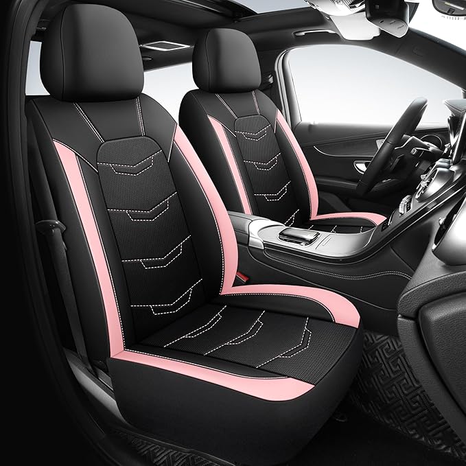 Pink Seat Covers,Sport and Breathable Seat Covers, Anti-Slip Universal Fit Automotive for Cars Sedan SUV and Truck(2 Pieces,F