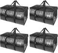 BALEINE 4-Pack Oversized Moving Bags with Reinforced Handles, Heavy-Duty Storage Tote for Clothes, Moving Supplies (Black, 4-