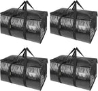BALEINE 4-Pack Oversized Moving Bags with Reinforced Handles, Heavy-Duty Storage Tote for Clothes, Moving Supplies (Black, 4-