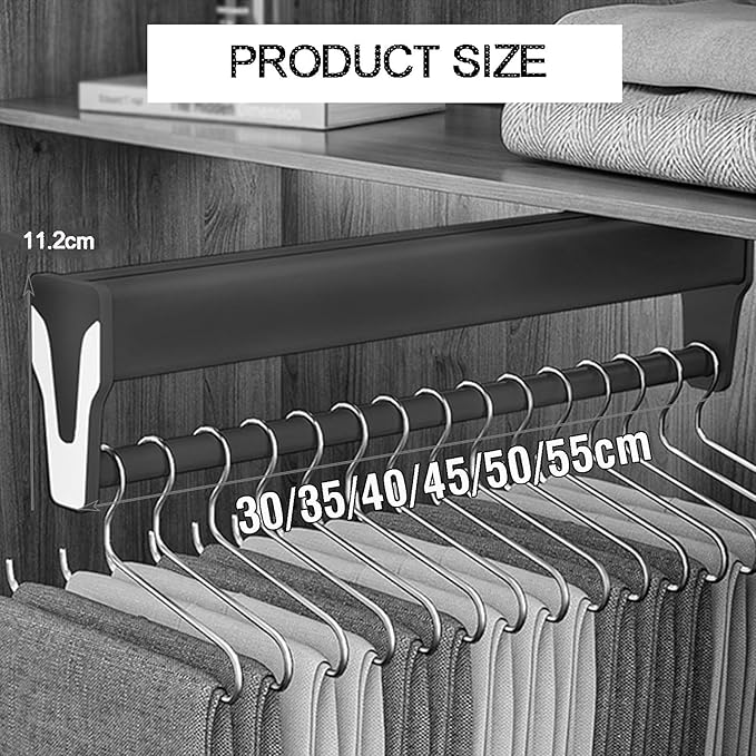 Pull Out Clothes Rail,Extendable Wardrobe Clothing Rail Hanger Rack,for Pants,Coats,Trousers(45cm)