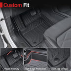 Floor Mats for 2018-2025 2026 Volkswagen Atlas 7 Passenger Bench Seating (Not for Cross Sport), All Weather TPE Durable Cargo Mat with Backrest Mats for VW Atlas Accessories
