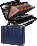 DOZAWA Fireproof Document Box, Hard Case Document Organizer with Lock, 13 Pockets Accordion File Folder with Reflective Strip