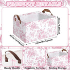 Boao 3 Pcs Pink Bow Storage Bin Coquette Collapsible Large Storage Baskets for Gifts Empty Candy Holiday Decor Canvas Laundry