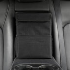 Car Garbage can with lid Leak Proof Vehicle Trash Can 3 Storage Pockets Hanging Waterproof car Trash Bag for SUV Black