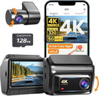DDPAI 4K Dash Cam Front and Rear, Built-in 32G eMMC Dual Dash Camera for Cars, 128GB Card Included Dashcam,GPS, Night Vision,
