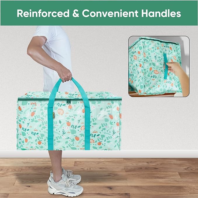 BALEINE 4-Pack Oversized Moving Bags with Reinforced Handles, Heavy-Duty Storage Tote for Clothes, Moving Supplies (Spring St
