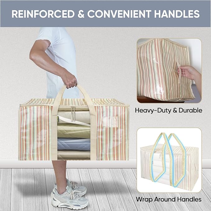 BALEINE 2-Pack Oversized Moving Bags with Reinforced Handles, Heavy-Duty Storage Tote Moving Supplies for Packaging, Camping 