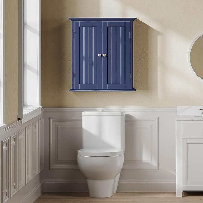 ChooChoo Bathroom Wall Cabinet, Over The Toilet Space Saver Storage Cabinet, Medicine Cabinet with 2 Door and Adjustable Shel