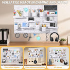 6-Pack PegBoard Wall Organizer, 11"X11" PegBoard, Include 48 Pcs Peg Board Accessories, Multi-Surface Storage Solution For Ro
