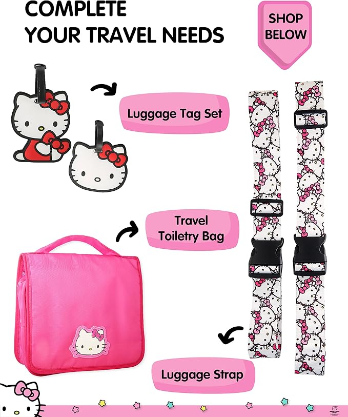 Hello Kitty Passport Holder and Luggage Tag Set Official License, Sanrio Passport Cover and Bag Tag