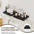 Fun Memories 12 Inch Deep Floating Shelves, 16 x 12 Wooden Wall Shelves, Extra Deeper & Thicker Rustic Wall Mounted Storage S