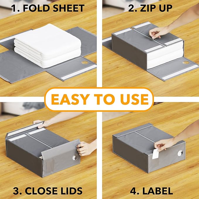 SpaceAid 8 Pack Bed Sheet Organizers and Storage, Foldable Sheet Organizer for Linen Closet, Sheets Set Folder Keeper with Wi