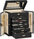 AKOZLIN 6-Tier Jewelry Box Organizer Functional 5 Drawers Leather Jewelry Storage Case for Women Girls Ring Necklace Earring 
