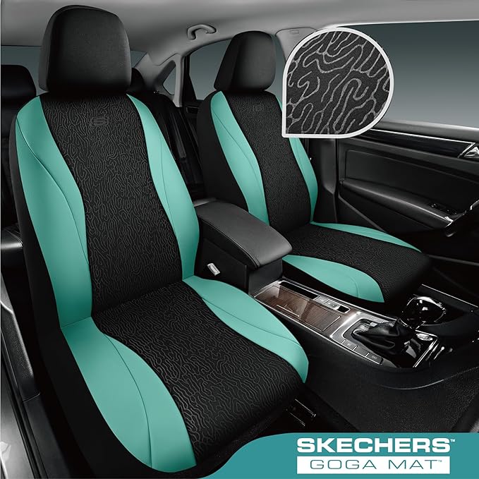 Skechers Car Seat Covers,Leather Seat Covers with GOGA Mat Technology,Waterproof Car Seat Covers Full Sets,Airbag Compatible,