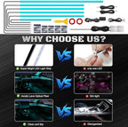 RGB Acrylic Interior Car LED Strip Light with Wireless APP, 10 in 1 with 175 inches 593 LEDs Neon LED Strip Light, 16 Million Colors Dynamic Music Sync Car Ambient Lighting Kits
