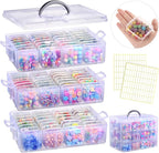 Bead Organizer Box, 84pcs Small Plastic Containers with Lids and Labels, 3-Tier Stackable Storage Box, Mini Clear Bead Storag