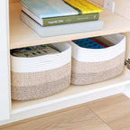 NaturalCozy Storage Baskets 16.8”x13”x7.6” Cotton Rope Woven Baskets for Organizing 3-Pack | Toy Storage Bins | Basket for Sh