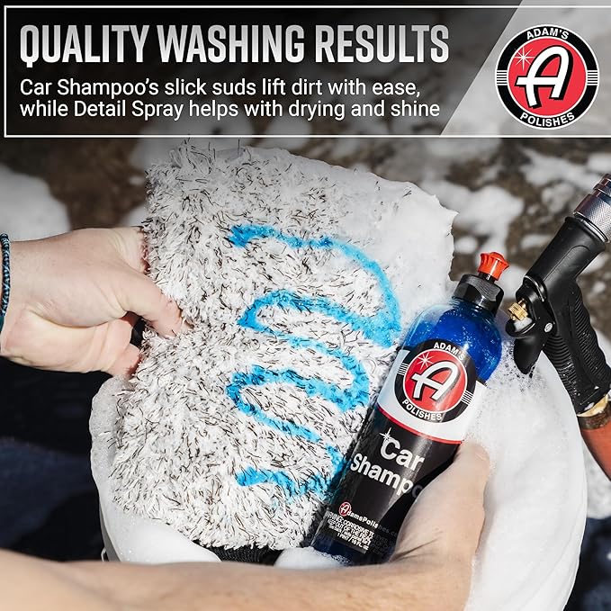 Adam's Essential Car Wash Kit (24-Item) - Auto Detailing Car Care Cleaning Kit with Foam Gun & Bucket Car & Truck Lovers, Dad