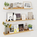 Axeman 40 Inch Floating Shelves | Oak Picture Ledge Shelf Set of 3 | Rustic Wood Wall Shelves with Lip | 40" Oak Picture Shel