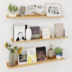 Axeman 40 Inch Floating Shelves | Oak Picture Ledge Shelf Set of 3 | Rustic Wood Wall Shelves with Lip | 40" Oak Picture Shel