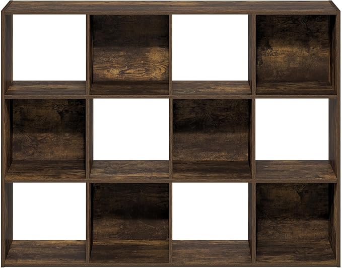 Furinno PELLI Book Shelf, 12-Cube Bookshelf, Cube Storage Organizer Bookcase, 11.7 x 47.6 x 36, for Living Room, Bedroom, Hom