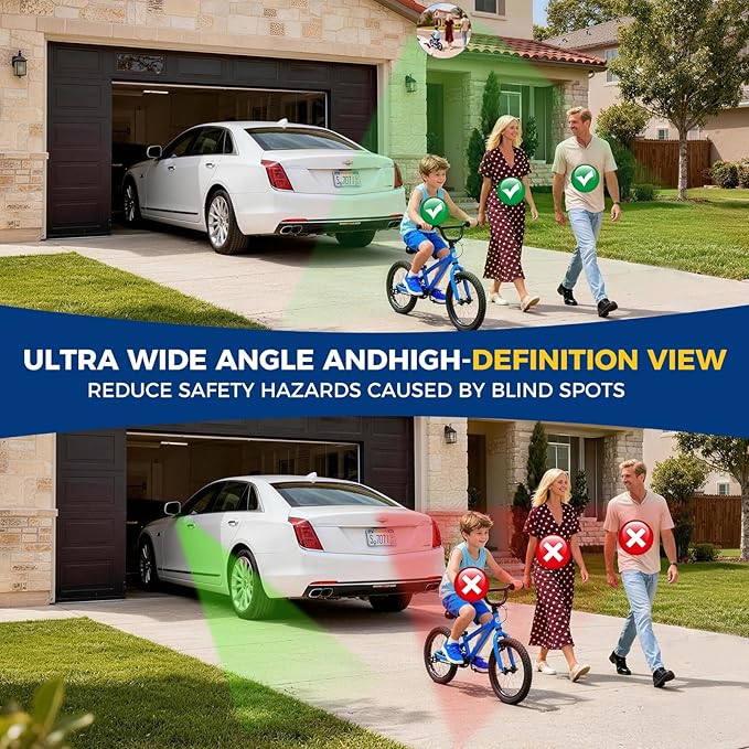 acrylic convex mirror 360-degree adjustable wide-angle indoor security mirror suitable for monitoring blind spots in parking lots Garage warehouses offices and traffic safety management (11.7in)