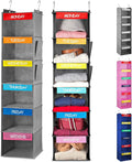 Handy Laundry Hanging Clothes Organizer for Kids - 6-Shelf Closet Daily Clothing Organization Labeled Shelves with Days of Th