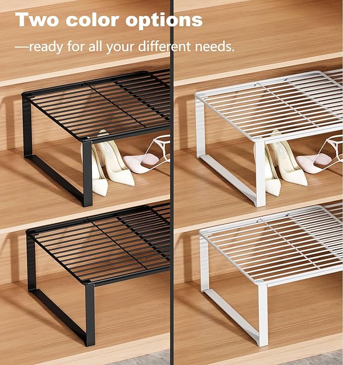 Multi-Functional Adjustable Metal Wire Shoe Rack Organizer - Stackable Shoe Storage for Closet, Extendable 15-24.4in, Retract