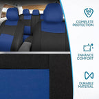 BDK PolyPro Car Seat Covers Full Set in Blue on Black, Front and Rear Split Bench Seat Covers for Cars, Easy to Install Car S