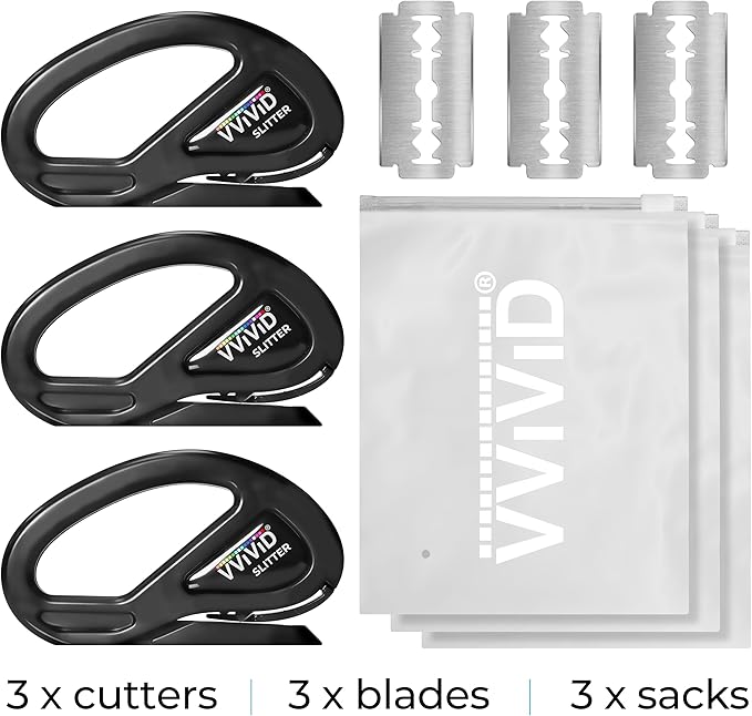 VViViD Safety Cutter, Pack of 3, for Vinyl Car Wrap, Window Film, Stationary, with 3 blades and 3 storage bags