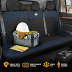 Cat MeshFlex Blue & Black Rear Seat Cover for Car – Durable Canvas & Mesh Design 60/40 Split Bench Protector for Cars, Trucks