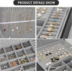 Jewelry Box, Jewelry Boxes for Women & Men with PU Leather, 2 Layer Large Jewelry Organizer Storage Case with Lock, for Neckl