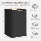 STORAGE MANIAC 3-Pack Large Laundry Hamper, 100L (26.4 Gal) Collapsible Laundry Basket with Bamboo Handles, Freestanding Wate