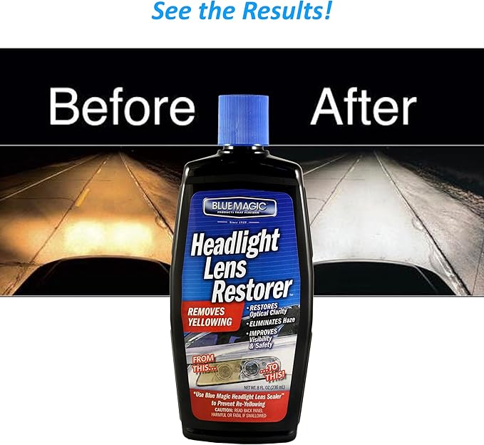 MPD Cobalt Charm Headlight Restorer – 8 oz | Removes Yellowing, Haze & Oxidation | Restores Lens Clarity & Brightness | Enhan