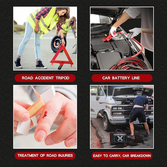KITGO Roadside Emergency Car Kit (137Piece), with Jumper Cable, Car Safety Road Rescue Kit,Car Emergency Kit Gift for Father 
