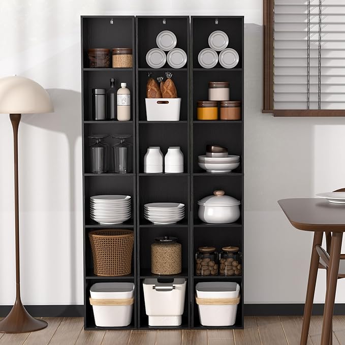 6 Cube Storage Organizer, Narrow Open Shelf Bookcase, Freestanding 6 Cube Storage Shelf, Moisture-Proof Scratch-Resistant Mel