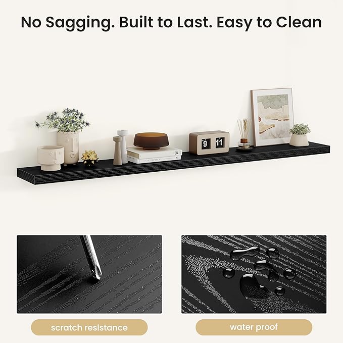 Fun Memories Floating Shelves for Wall, Rustic Wood Wall Mounted Shelves for Bathroom, Bedroom, Living Room & Kitchen, Storag