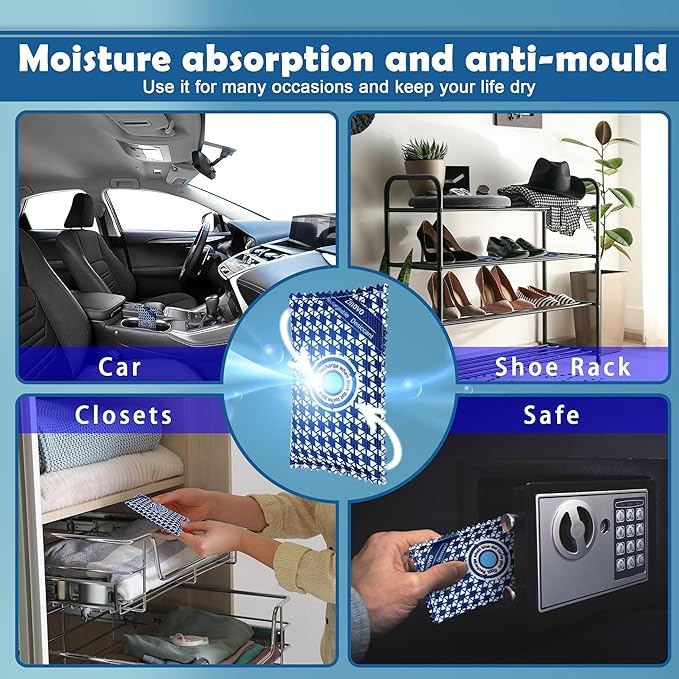 Dehumidifier Packs Bags For Car,5pcs/100g,Reusable Silica Gel,Moisture Absorber For Safes/Home Closets/Storage/Duffle