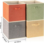 Storage Cube Organizer Bin 13" x 15" x 13" Large Boxes Fabric Basket with Handles for Organizing Shelves Closet Clothes 4 Col