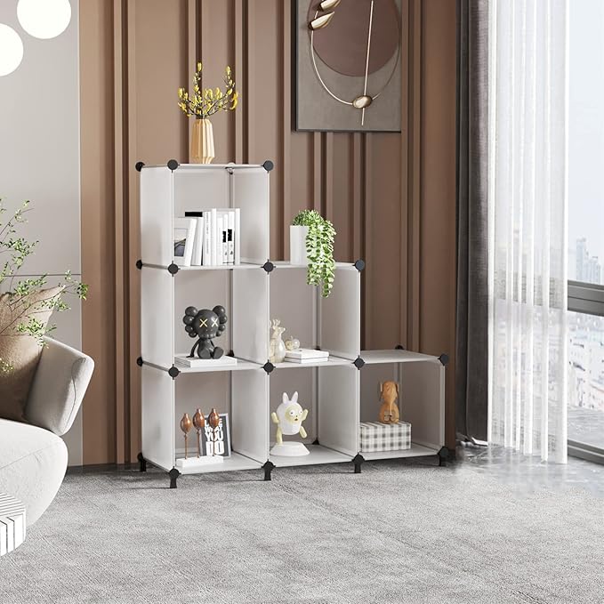 AWTATOS Closet Organizer 6 Cube Closet Storage Shelves DIY Stackable Clothes Storage Organizer Shelving for Closet Bedroom, H