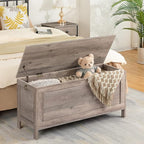 HOOBRO Toy Box, Retro Wooden Look Storage Chest with Safety Hinge, Entryway Storage Bench Supports 220 lb, 39.4 x 15.7 x 18.9